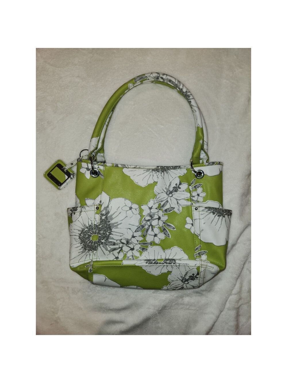 Tyler Rodan Green White Floral Tote Bag - Picture 3 of 9